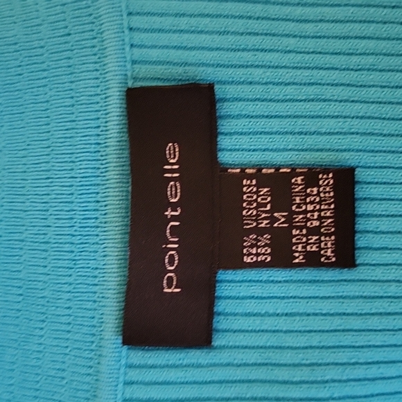 POINTELLE TURQUOISE SQUARE NECK TOP.....MEDIUM - Picture 6 of 7